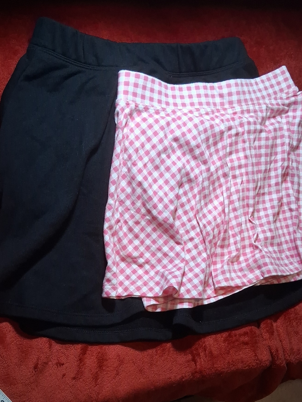 The Children's Place Black Skort with Pink Gingham Overlay